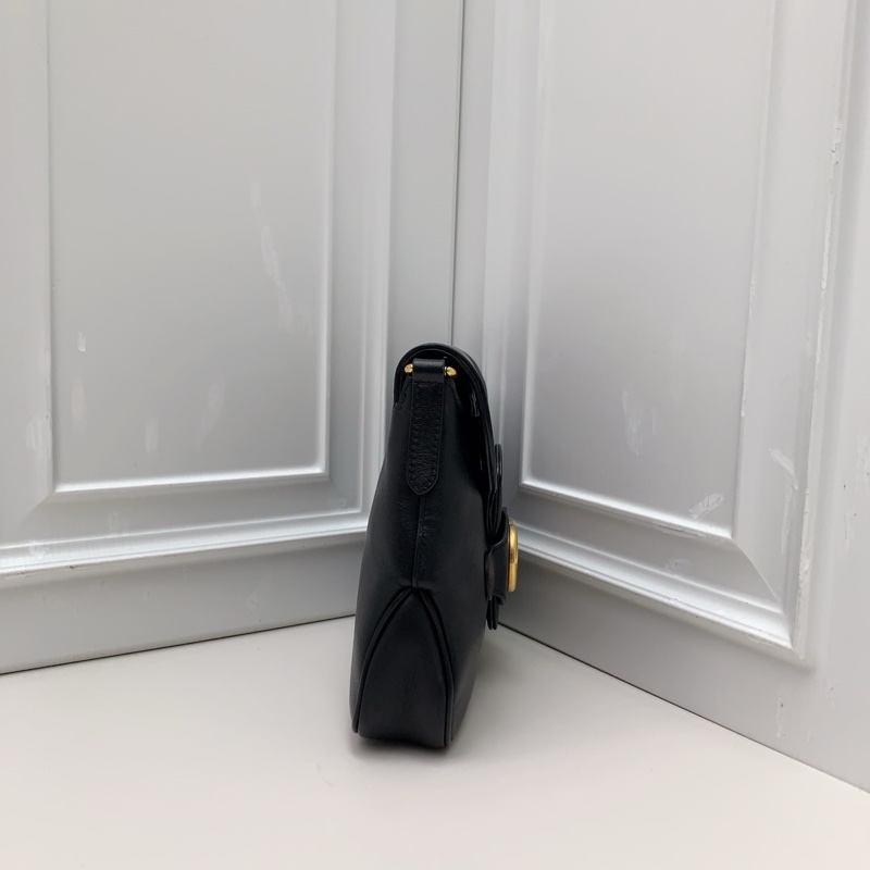 98新Gucci古馳 黑金全皮雙G扣簡約復古郵差包 調節試肩帶 萬能百搭 一年四季通用 低調大方顯氣-3