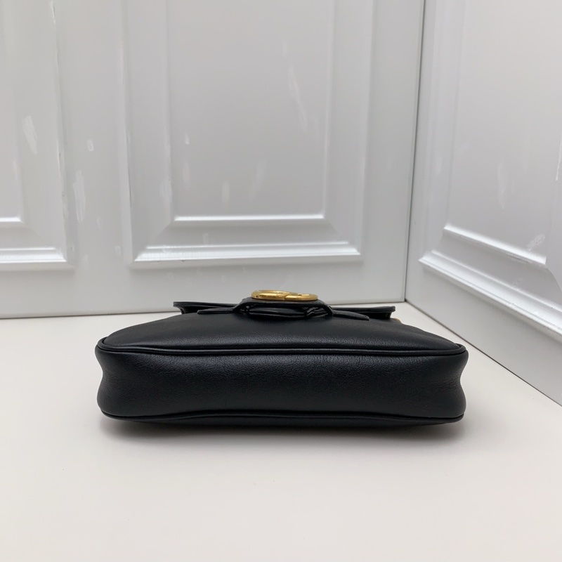 98新Gucci古馳 黑金全皮雙G扣簡約復古郵差包 調節試肩帶 萬能百搭 一年四季通用 低調大方顯氣-4