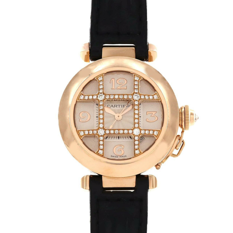 卡地亞 Pasha 32 PG 網格 D 凸面 WJ116836 PG/RG 自動腕錶-0