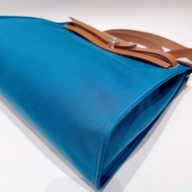 97新 愛馬仕/Hermes herbag31,伊茲密爾藍拼棕色,C刻-4
