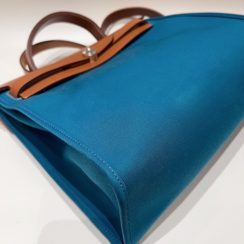 97新 愛馬仕/Hermes herbag31,伊茲密爾藍拼棕色,C刻-5