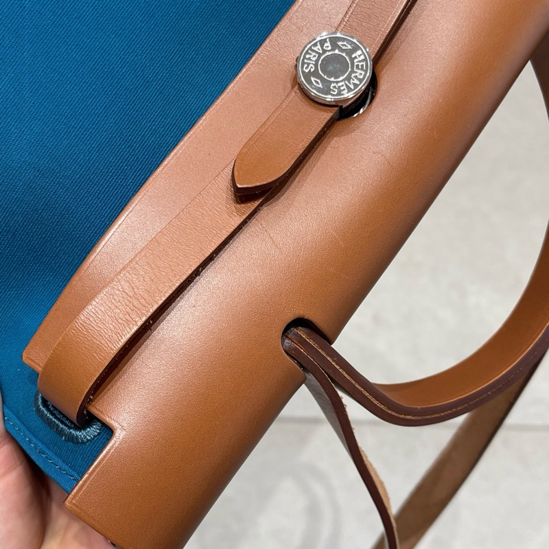 97新 愛馬仕/Hermes herbag31,伊茲密爾藍拼棕色,C刻-7