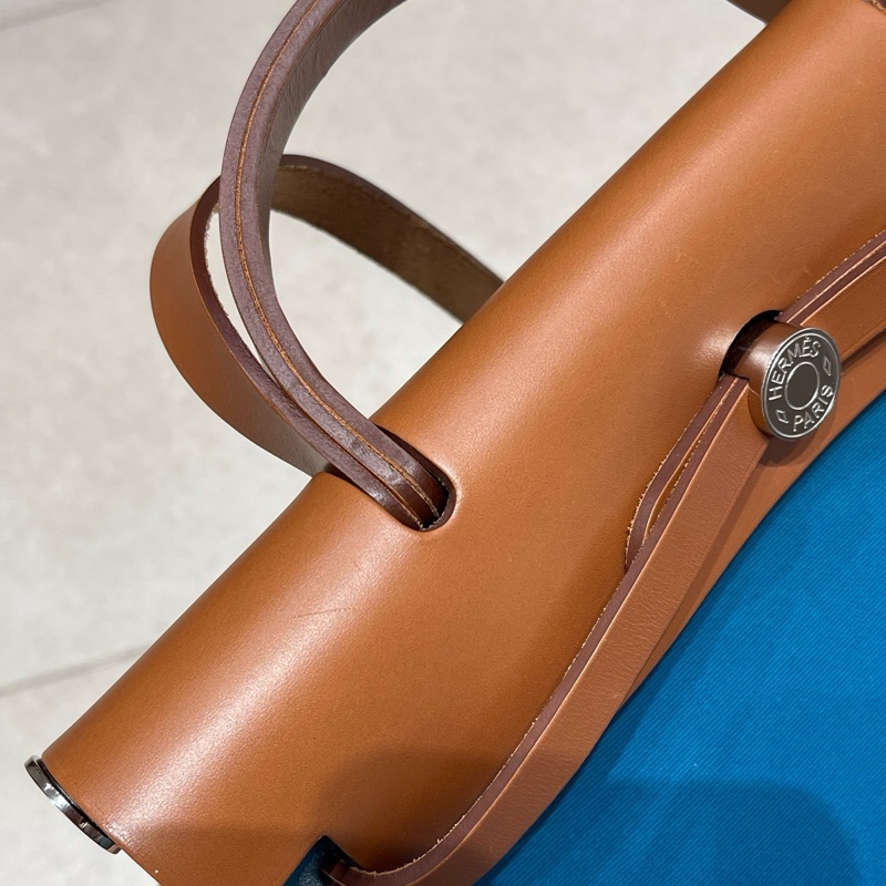 97新 愛馬仕/Hermes herbag31,伊茲密爾藍拼棕色,C刻-11