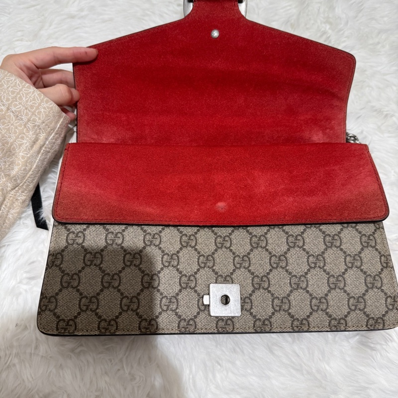 98新 Gucci 古馳 Dionysus系列老花拼紅色酒神中號單肩包 尺寸約:28*17*9cm-2