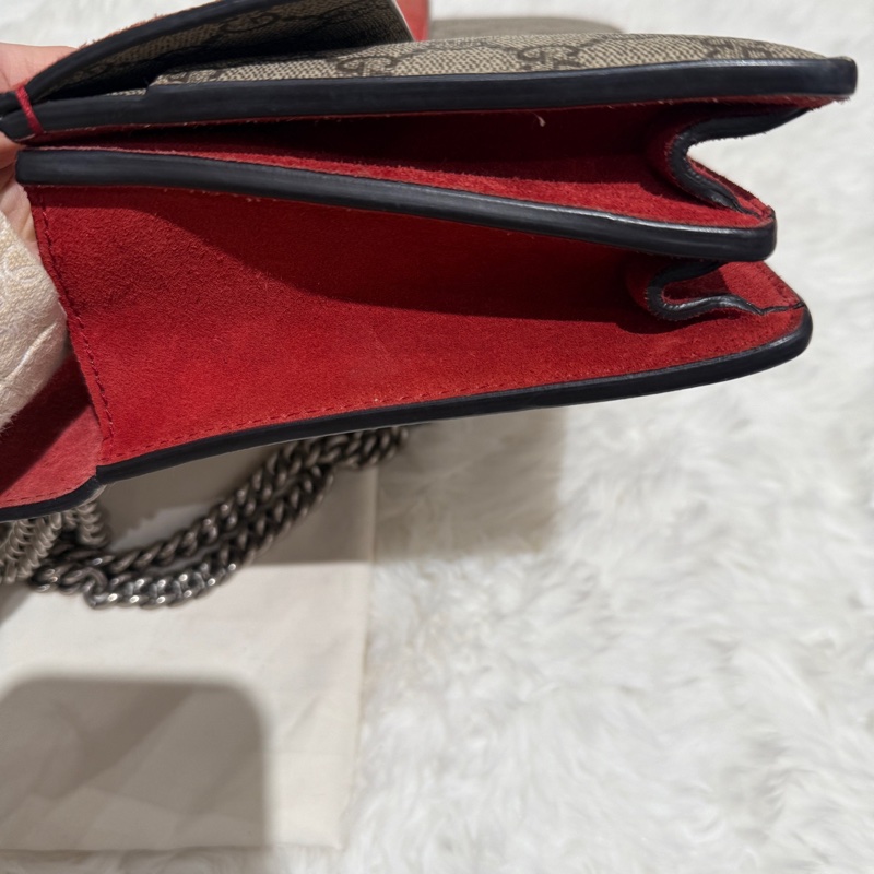 98新 Gucci 古馳 Dionysus系列老花拼紅色酒神中號單肩包 尺寸約:28*17*9cm-5