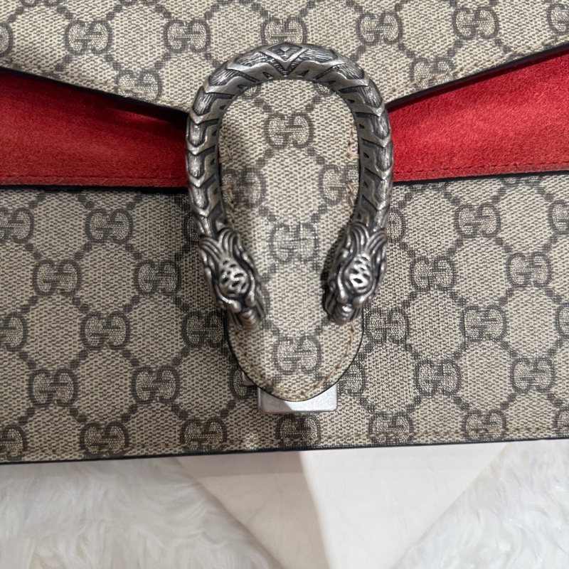 98新 Gucci 古馳 Dionysus系列老花拼紅色酒神中號單肩包 尺寸約:28*17*9cm-8