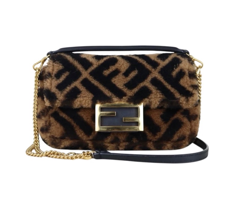 「JL精品代購」98新 Fendi Baguette 泰迪毛毛法棍包-1