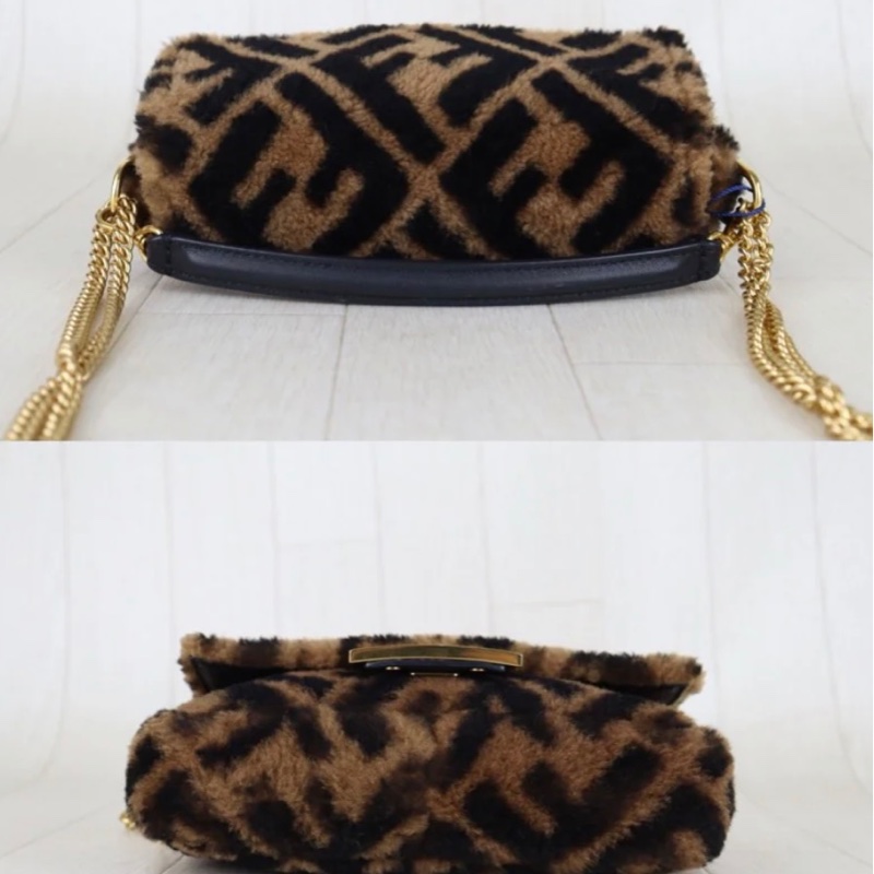 「JL精品代購」98新 Fendi Baguette 泰迪毛毛法棍包-4