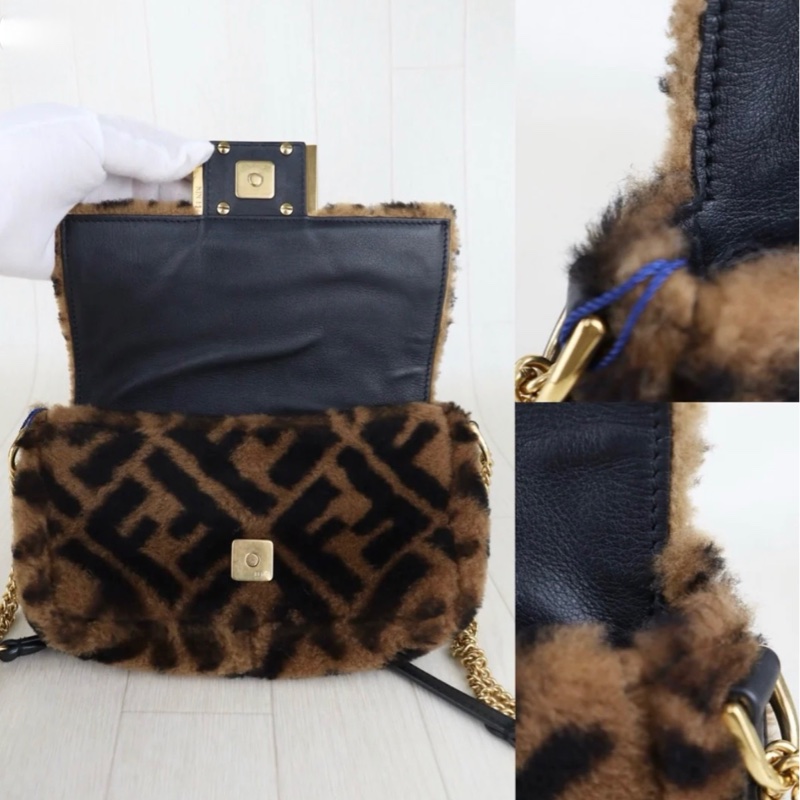 「JL精品代購」98新 Fendi Baguette 泰迪毛毛法棍包-10