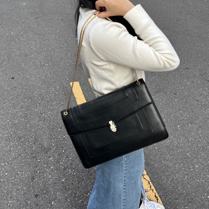 【超稀有美包💕】 BVLGARI 寶格麗 經典蛇頭 肩背+斜背包 專櫃15萬！-2