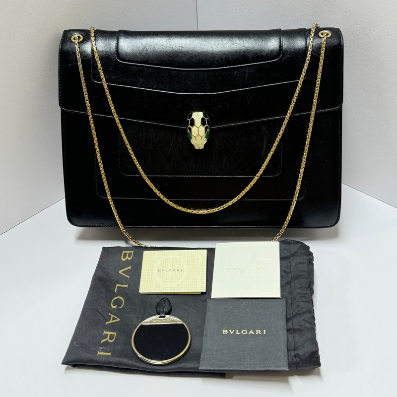 【超稀有美包💕】 BVLGARI 寶格麗 經典蛇頭 肩背+斜背包 專櫃15萬！-10