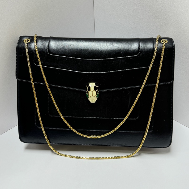 【超稀有美包💕】 BVLGARI 寶格麗 經典蛇頭 肩背+斜背包 專櫃15萬！-12