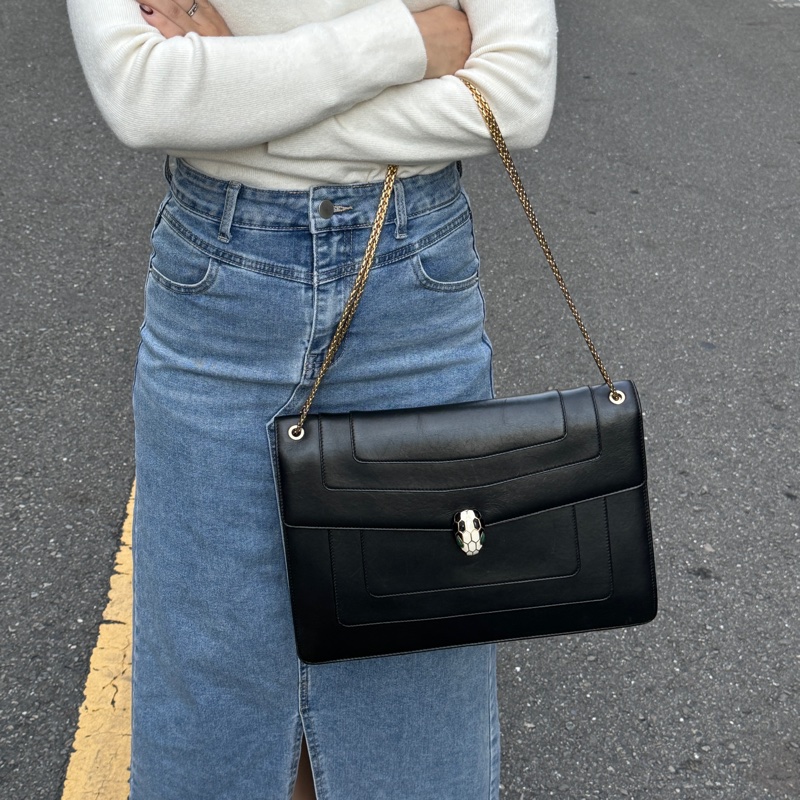 【超稀有美包💕】 BVLGARI 寶格麗 經典蛇頭 肩背+斜背包 專櫃15萬！-37