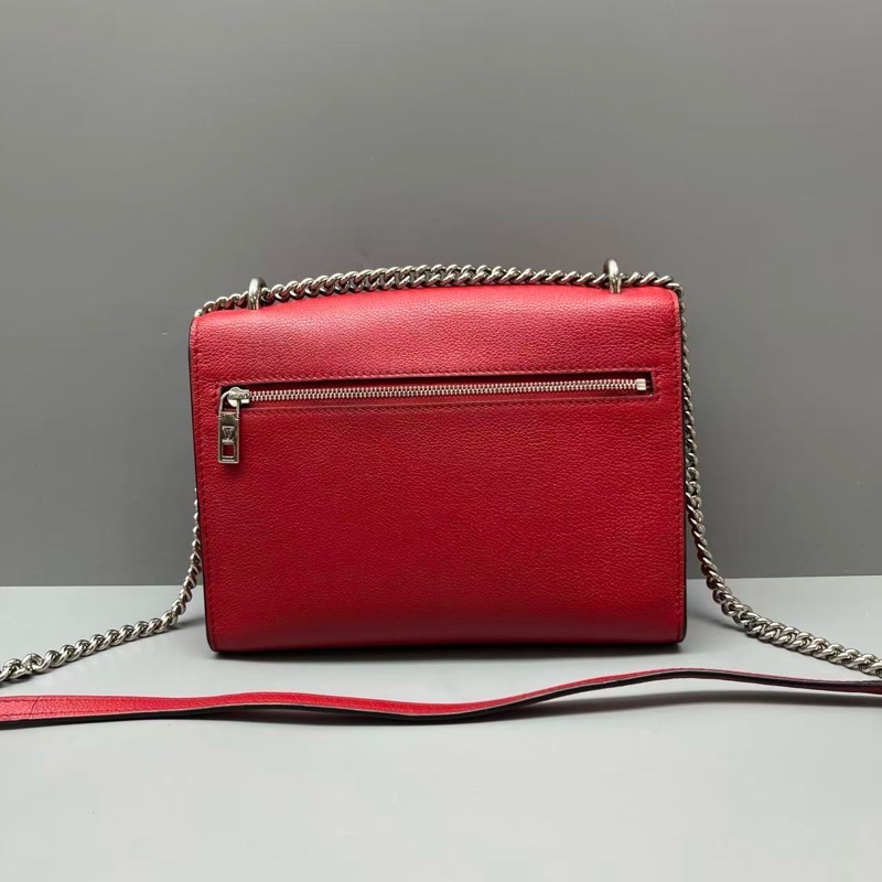 LV 97新 紅色荔枝紋Lockme鏈條包 尺寸22*16-1