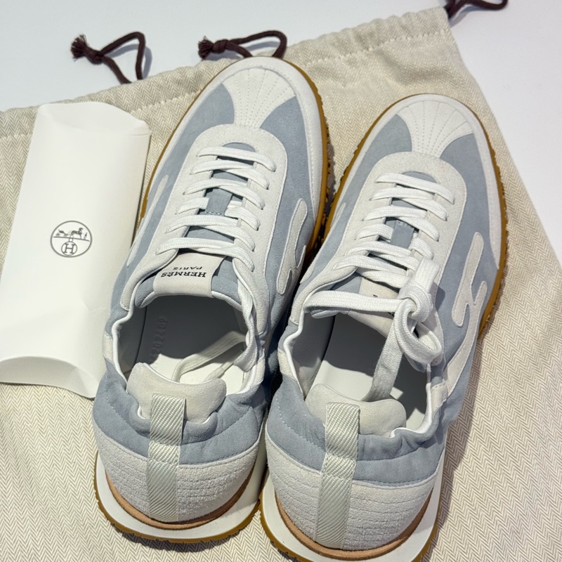 全新HERMES 愛馬仕 男式新款JET德訓鞋 後跟可踩 42碼  藍白拼色-3