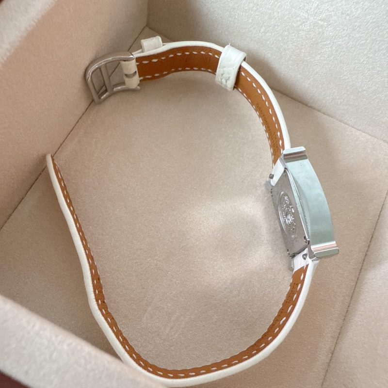 近全新✨ Hermes Heure H 手錶 滿鑽H手錶 鱷魚皮錶帶 台灣購證購入-16