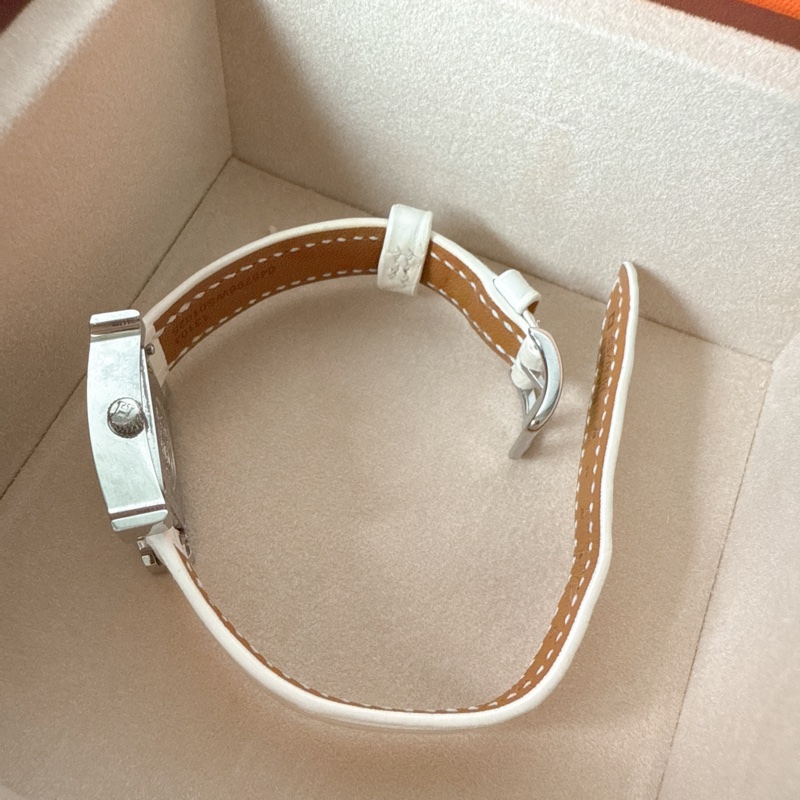 近全新✨ Hermes Heure H 手錶 滿鑽H手錶 鱷魚皮錶帶 台灣購證購入-18