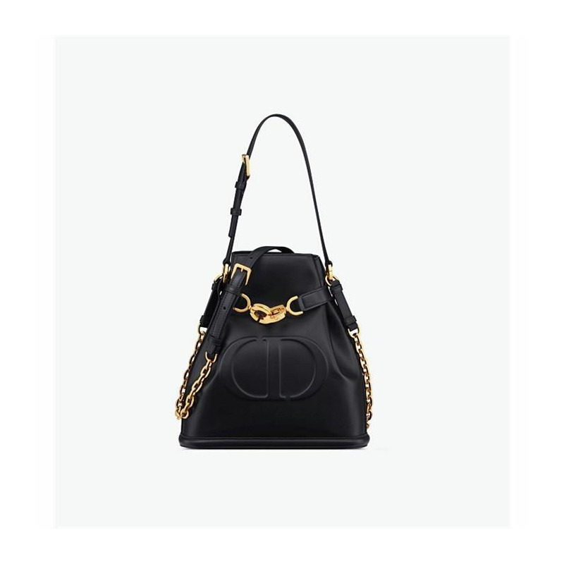 DIOR 中型黑色 CD 壓花小牛皮 M2271UBHA_M900-7