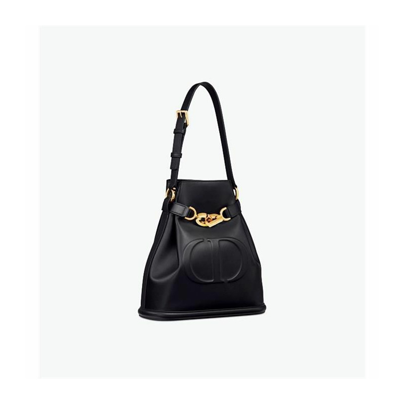 DIOR 中型黑色 CD 壓花小牛皮 M2271UBHA_M900-8