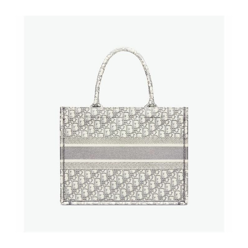 DIOR 中型書包手提袋 米白色和灰色刺繡 M1296ZRIW_M20I-7
