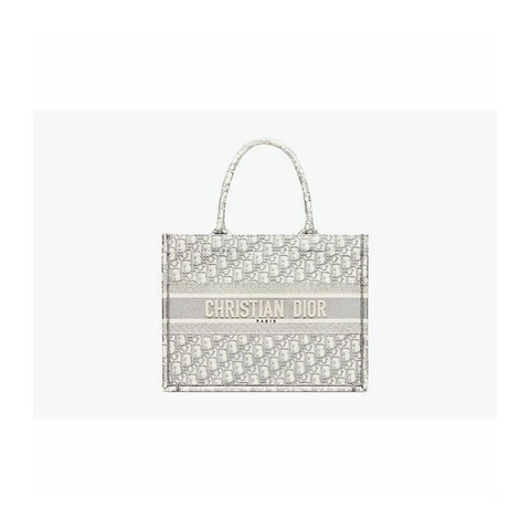 DIOR 中型書包手提袋 米白色和灰色刺繡 M1296ZRIW_M20I