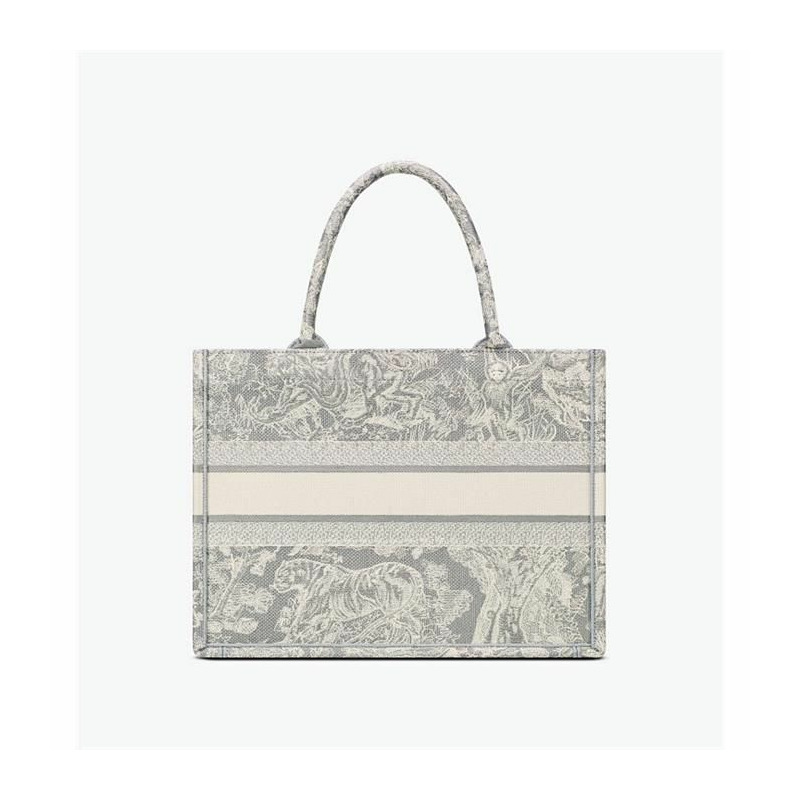 DIOR 中號灰色和米白色刺繡書包 M1296ZRGO_M20I-2