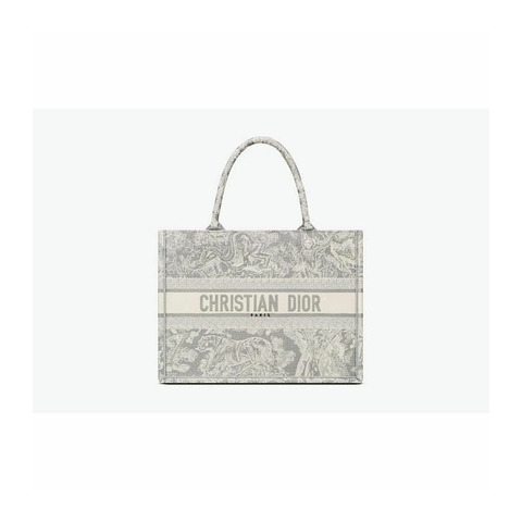 DIOR 中號灰色和米白色刺繡書包 M1296ZRGO_M20I