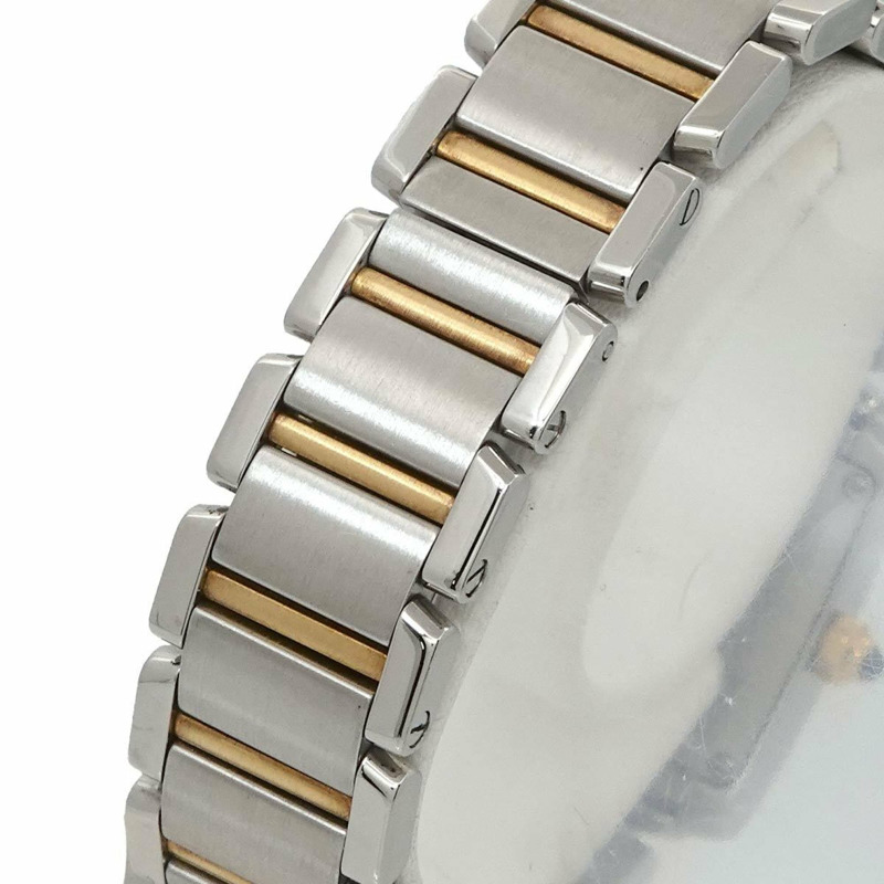 卡地亞 Tank Française SM 雙色腕錶 W51007Q4 女士象牙色 18K 黃金石英錶-5