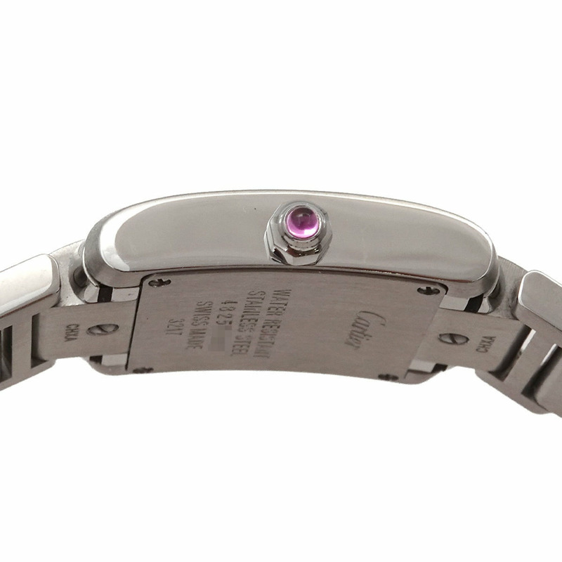 卡地亞 Tank Française SM W51028Q3 女士粉紅貝殼石英腕錶-5