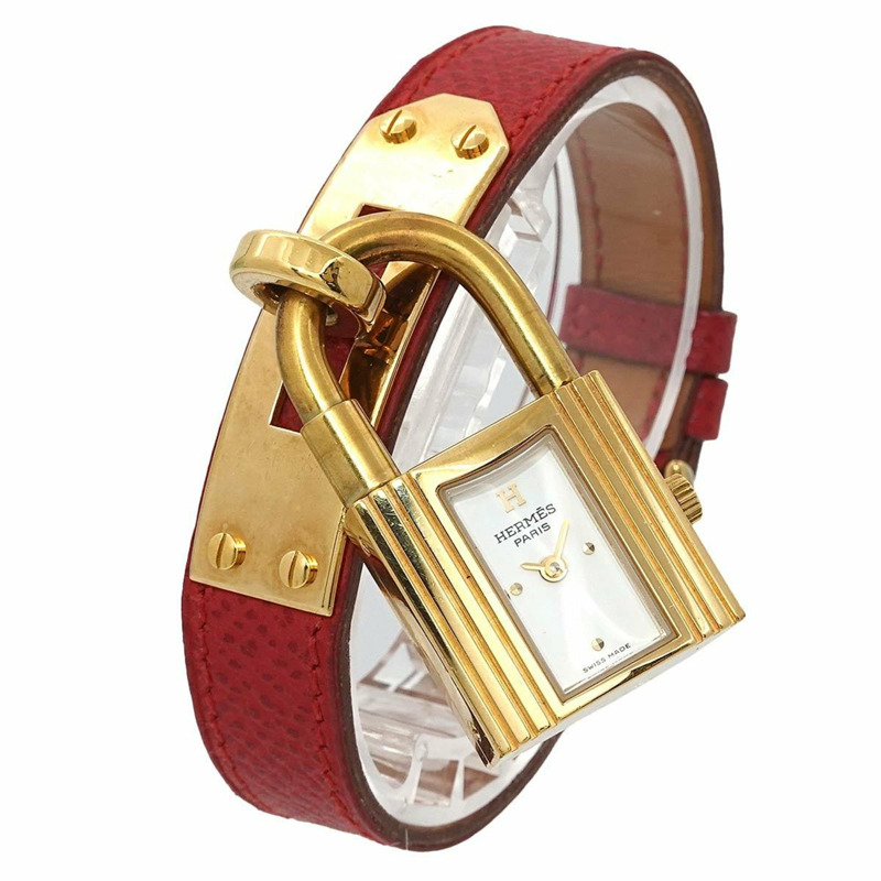 愛馬仕 Kelly 女士腕錶,白色和紅色石英錶盤,帶 Cadena 錶帶-2