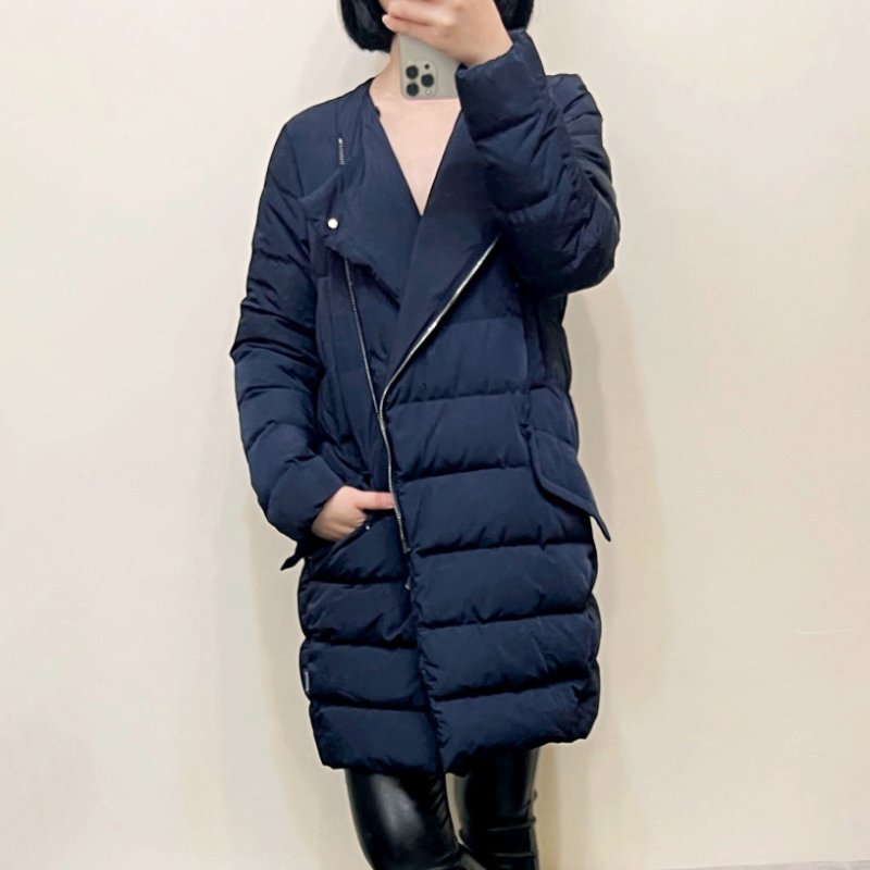 MONCLER 藍黑毛領長版羽絨外套 2.M / 真毛領可拆 / 二穿-1