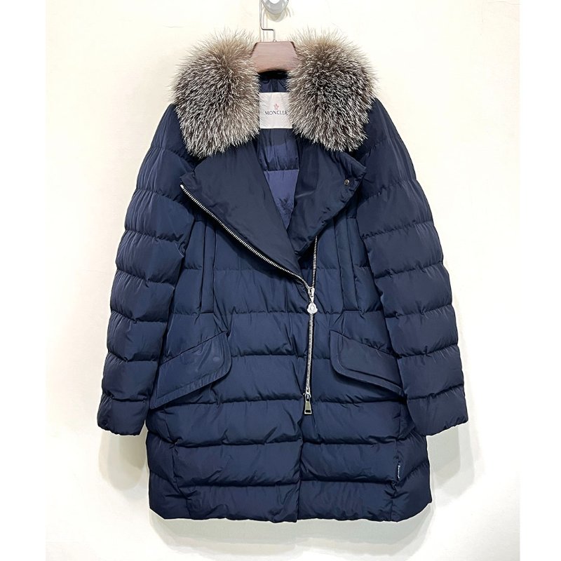 MONCLER 藍黑毛領長版羽絨外套 2.M / 真毛領可拆 / 二穿-3