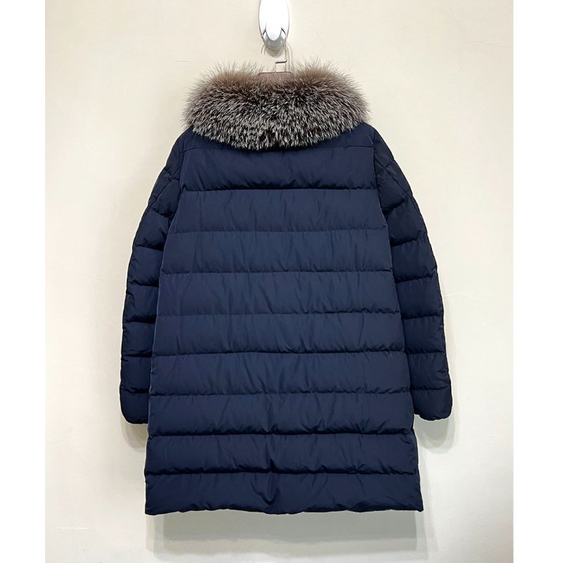 MONCLER 藍黑毛領長版羽絨外套 2.M / 真毛領可拆 / 二穿-5