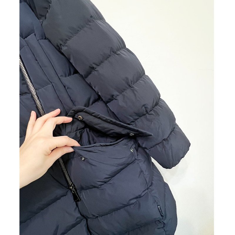 MONCLER 藍黑毛領長版羽絨外套 2.M / 真毛領可拆 / 二穿-7