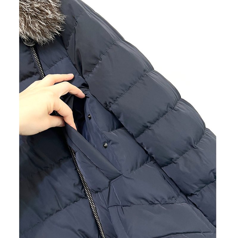 MONCLER 藍黑毛領長版羽絨外套 2.M / 真毛領可拆 / 二穿-8
