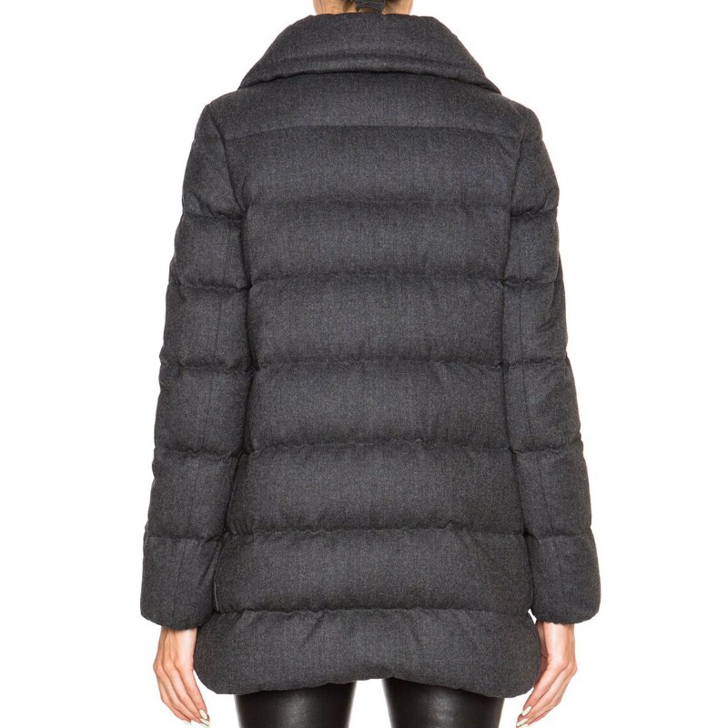 MONCLER 炭灰A字毛呢中長版羽絨外套 3 M~L-4