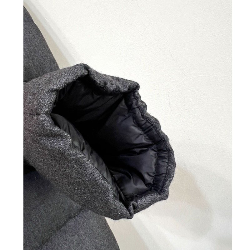 MONCLER 炭灰A字毛呢中長版羽絨外套 3 M~L-11