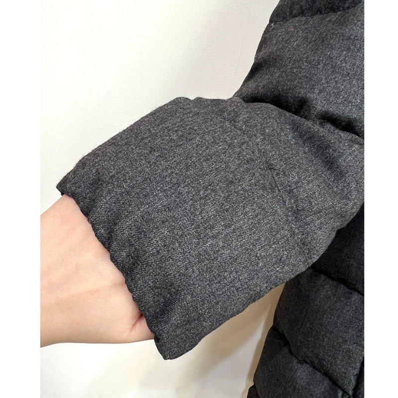 MONCLER 炭灰A字毛呢中長版羽絨外套 3 M~L-12