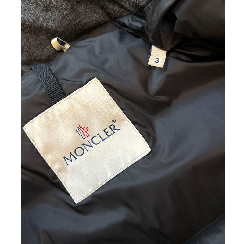 MONCLER 炭灰A字毛呢中長版羽絨外套 3 M~L-15