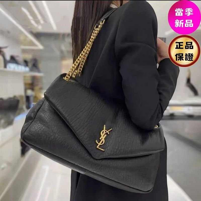 🎉新品好折扣✨Saint Laurent 777399 YSL 大款 Calypso 粒面小羊皮包 黑色-0