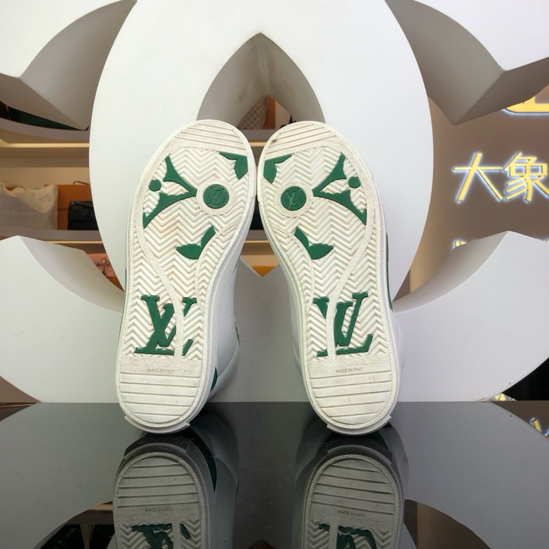 lv 限量版白色拼綠色 高幫運動鞋 大Logo 炫酷 老花裝飾 38碼-6