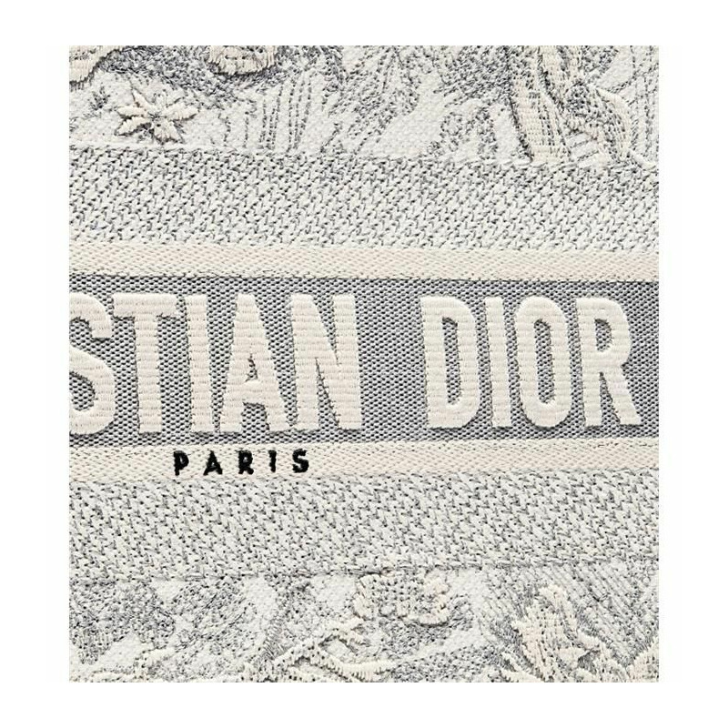 DIOR 中型書包手提袋 米白色和灰色刺繡 M1296ZTDT_M20I-4