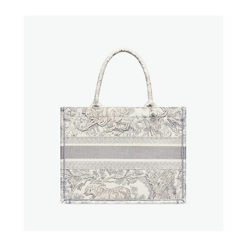 DIOR 中型書包手提袋 米白色和灰色刺繡 M1296ZTDT_M20I-7