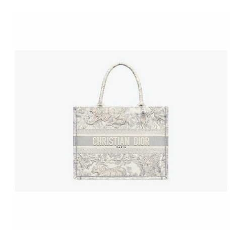 DIOR 中型書包手提袋 米白色和灰色刺繡 M1296ZTDT_M20I