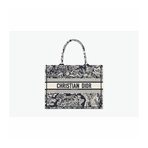 DIOR 中號藍色和米白色刺繡書包 M1296ZRGO_M35I
