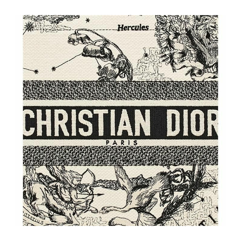 DIOR 中型書包手提袋,拿鐵色和黑色刺繡 M1296ZRHZ_M06E-11