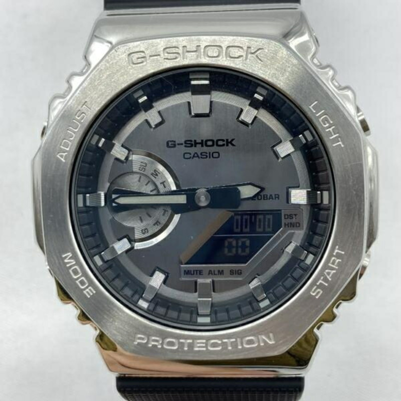 卡西歐 G-SHOCK 手錶 GM-2100-1AJF G-Shock 金屬錶圈 銀黑色-0