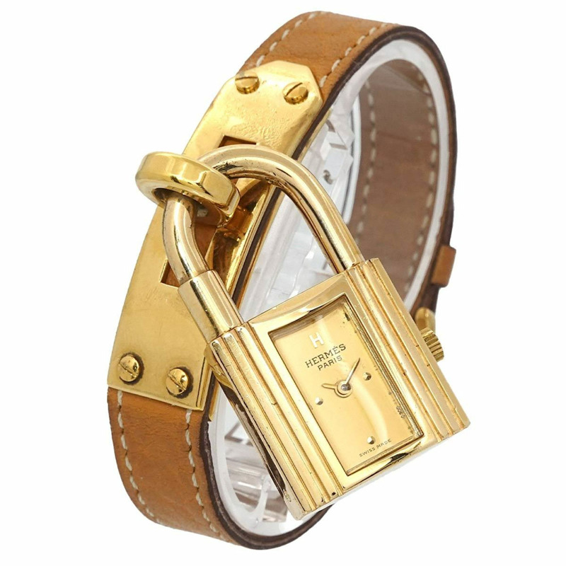 愛馬仕 Kelly 女士腕錶，金色石英錶，配 Cadena 錶帶-1