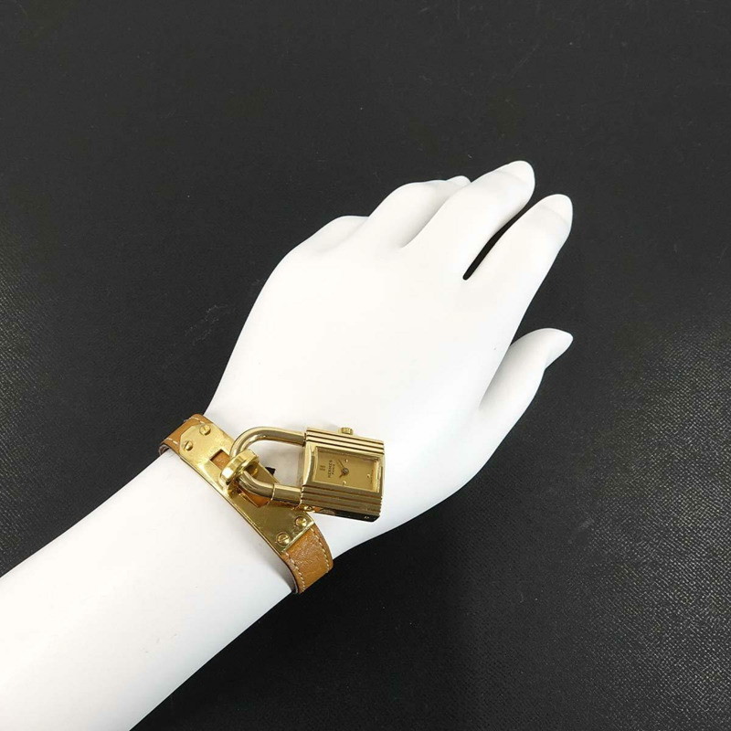 愛馬仕 Kelly 女士腕錶，金色石英錶，配 Cadena 錶帶-2