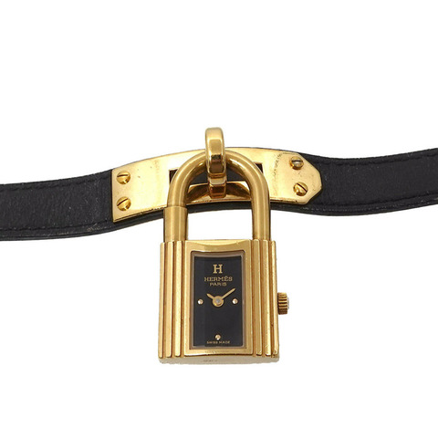 愛馬仕 Kelly 女士腕錶，黑色石英錶盤，附 Cadena 錶帶